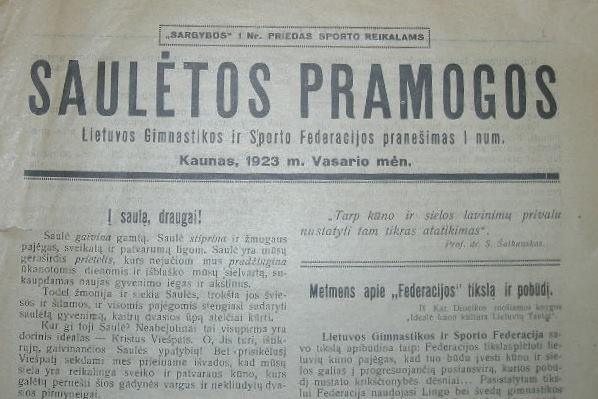 Leidinio „Saulėtos pramogos“ 1923 m. vasario mėn. pirmasis puslapis
